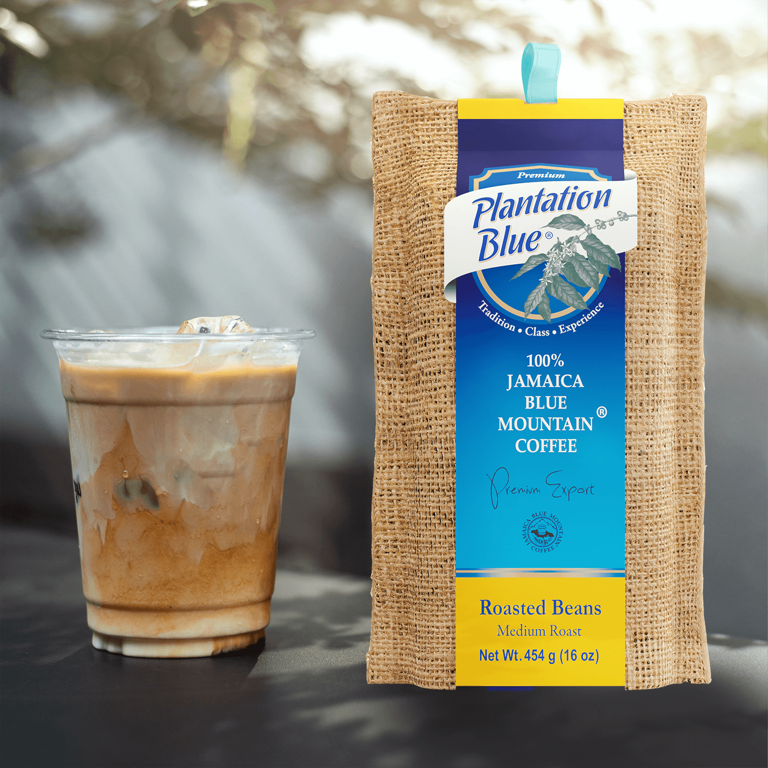 100% Jamaica Blue Mountain Premium Coffee (16 oz - medium roasted whole beans)