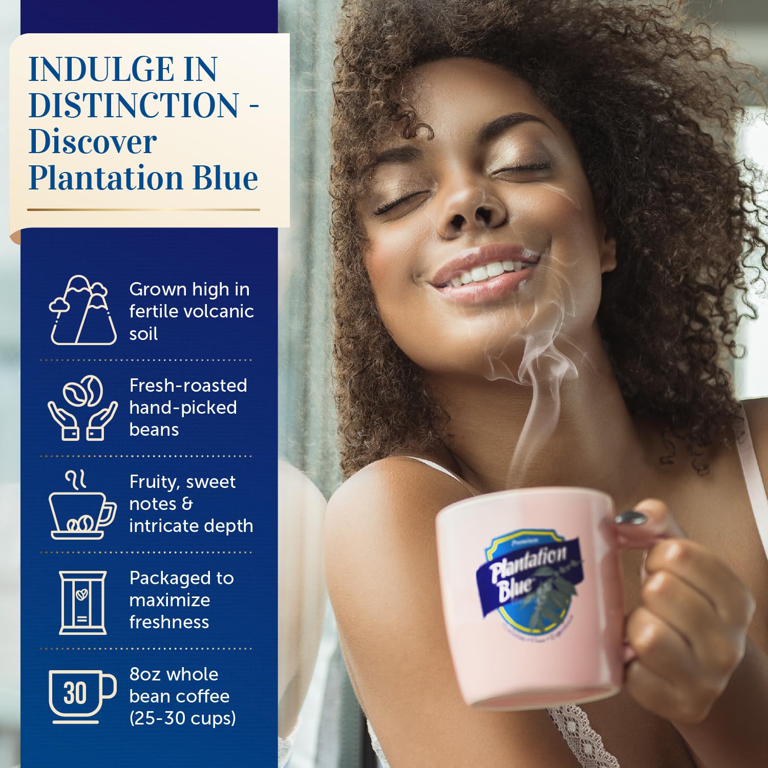 Plantation Blue 100% Jamaica Blue Mountain Coffee – Whole Beans Bundle (3 × 8oz Packs)