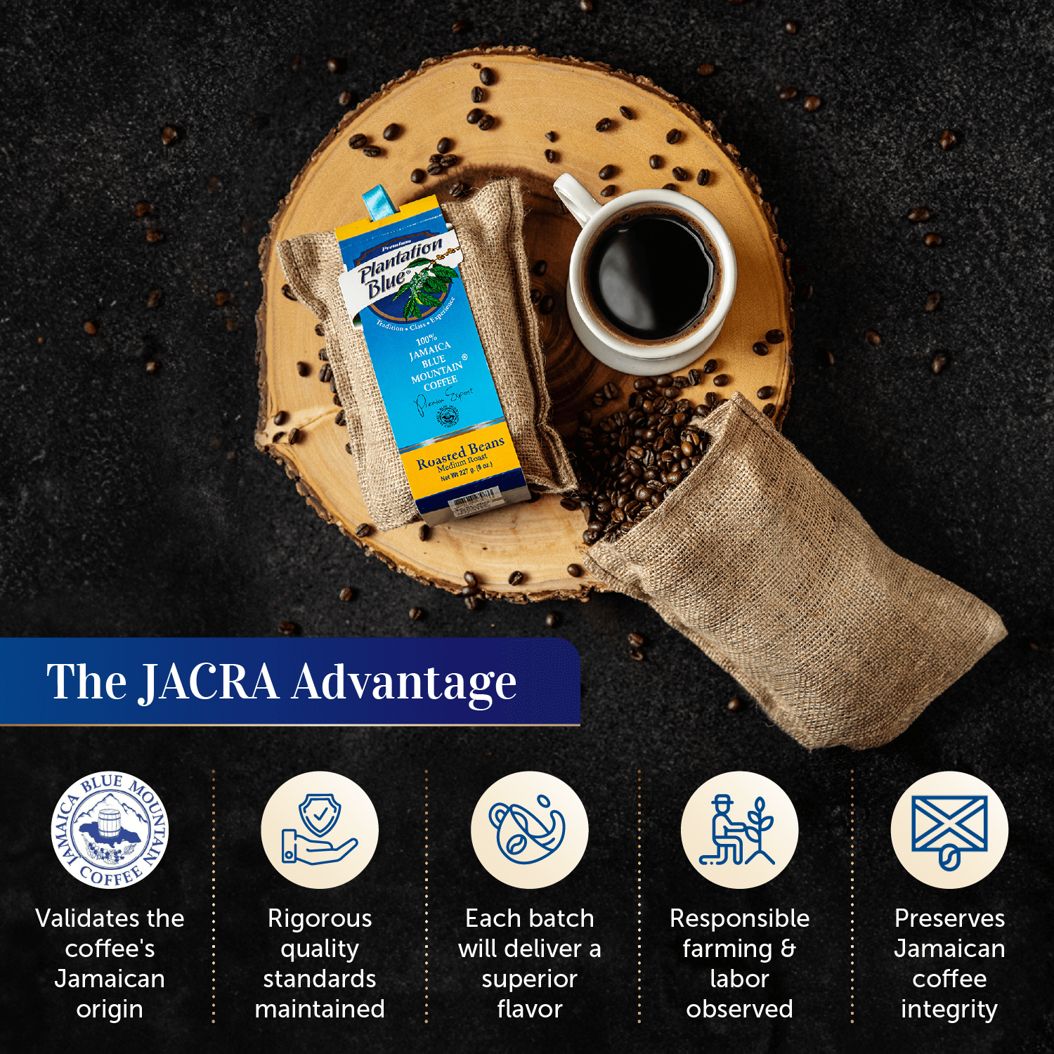 8oz Jamaica Blue Mountain Coffee Beans – 100% Authentic Flavor