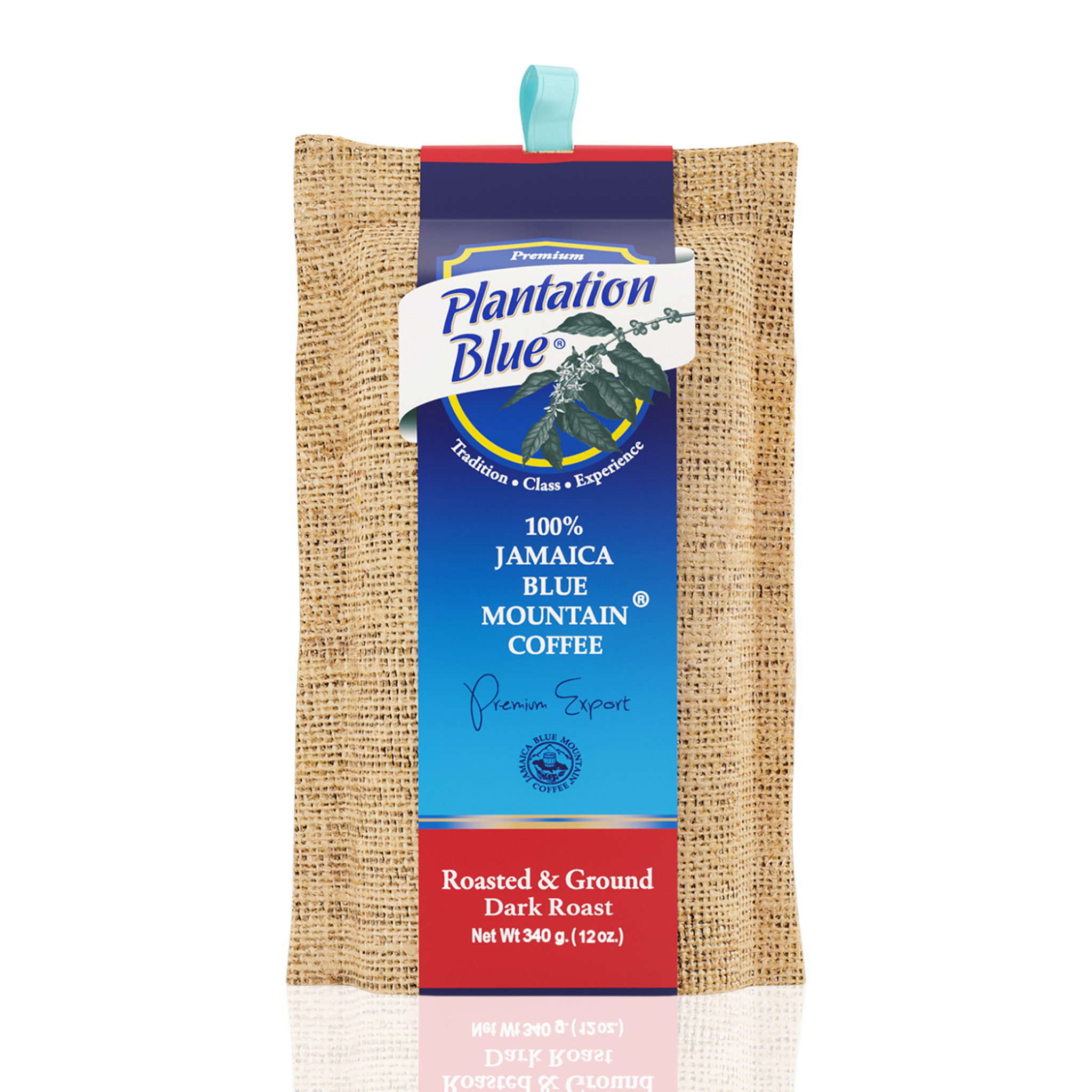 Plantation Blue 100% Jamaica Blue Mountain Coffee - Dark Roasted & Ground (12oz)