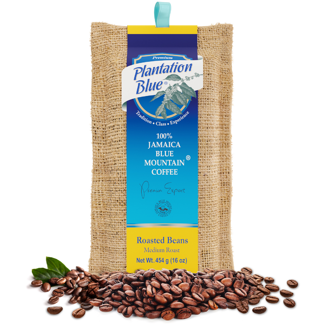 100% Jamaica Blue Mountain Premium Coffee (16 oz - medium roasted whole beans)