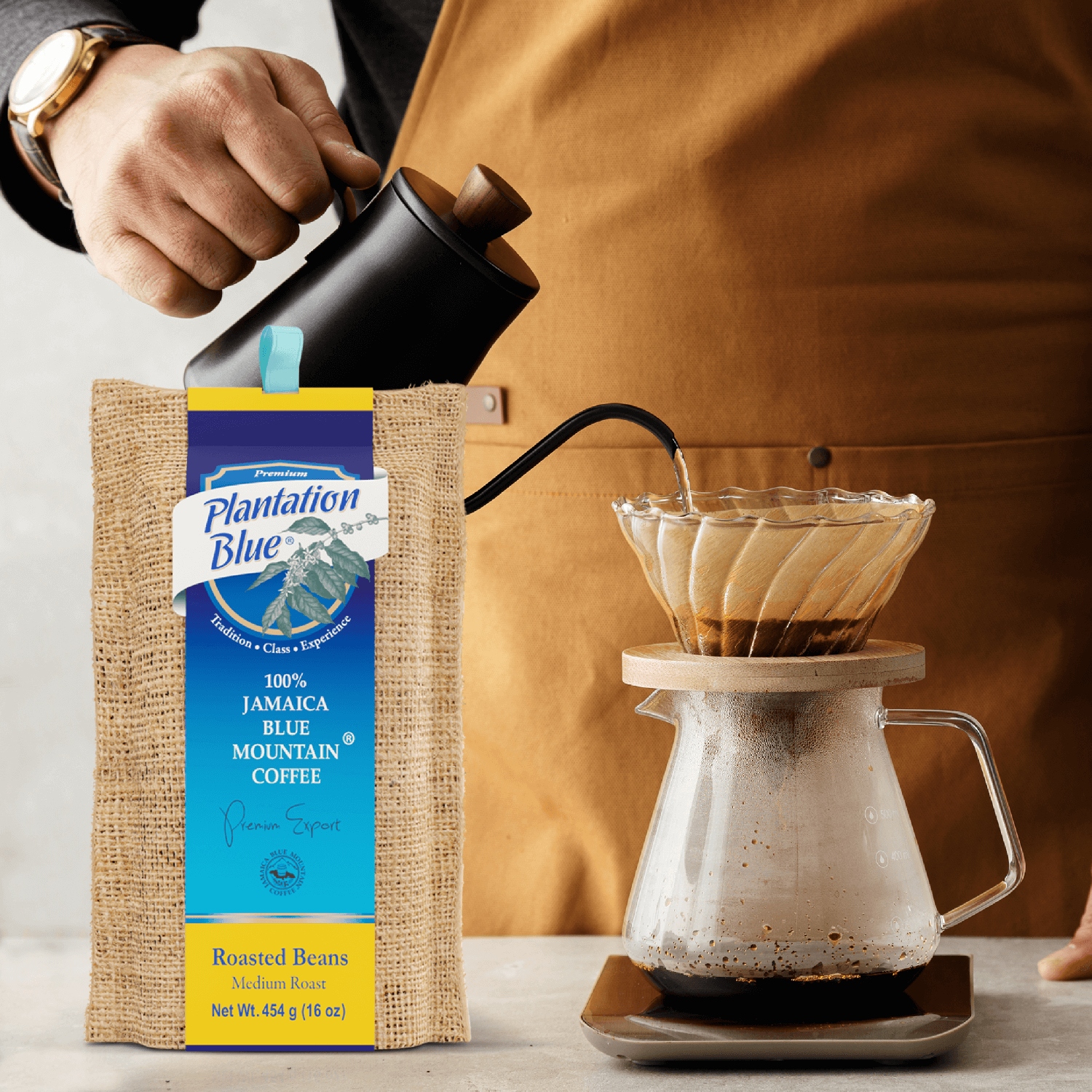 100% Jamaica Blue Mountain Premium Coffee (16 oz - medium roasted whole beans)