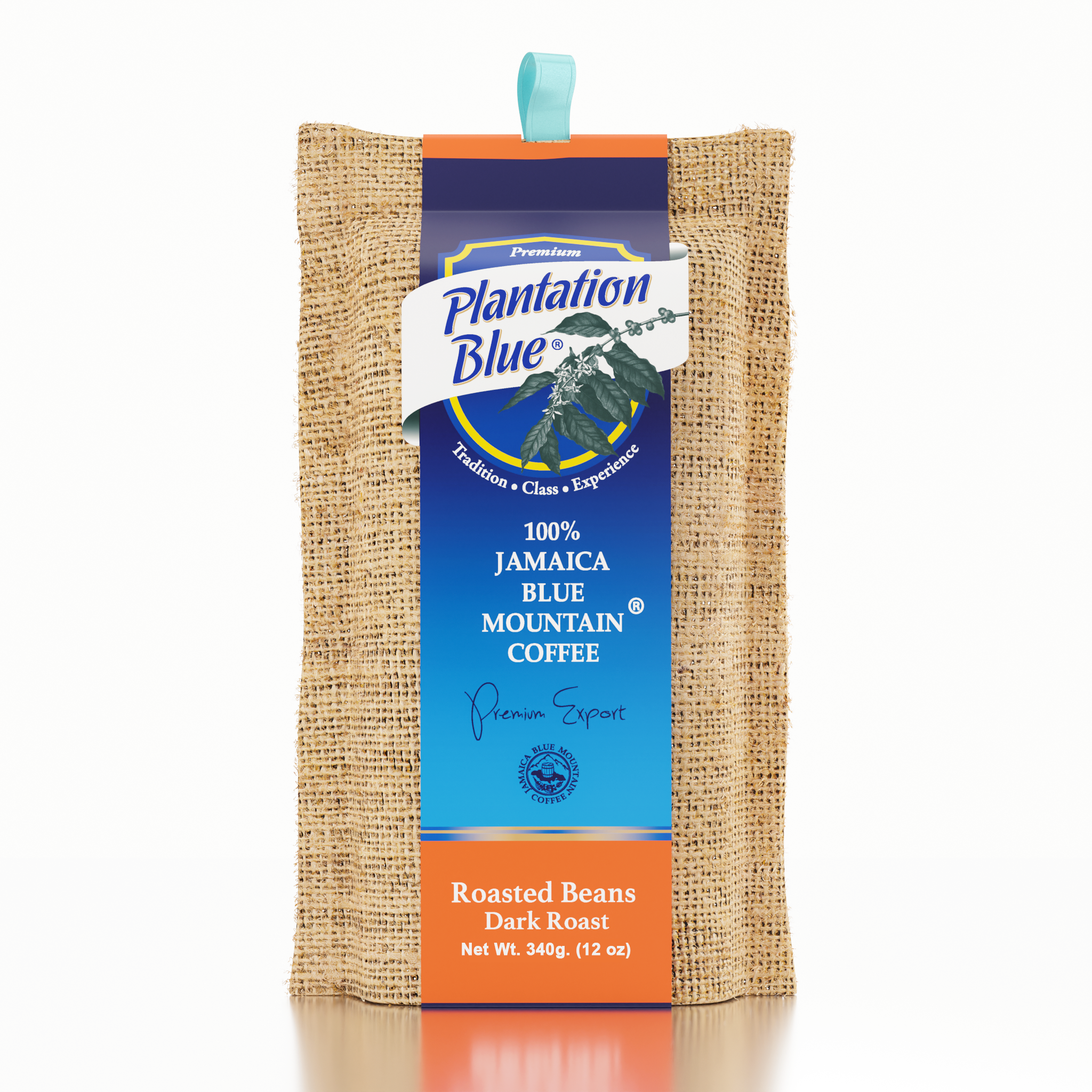 Plantation Blue 100% Jamaica Blue Mountain Coffee - Dark Roasted Beans (12oz)